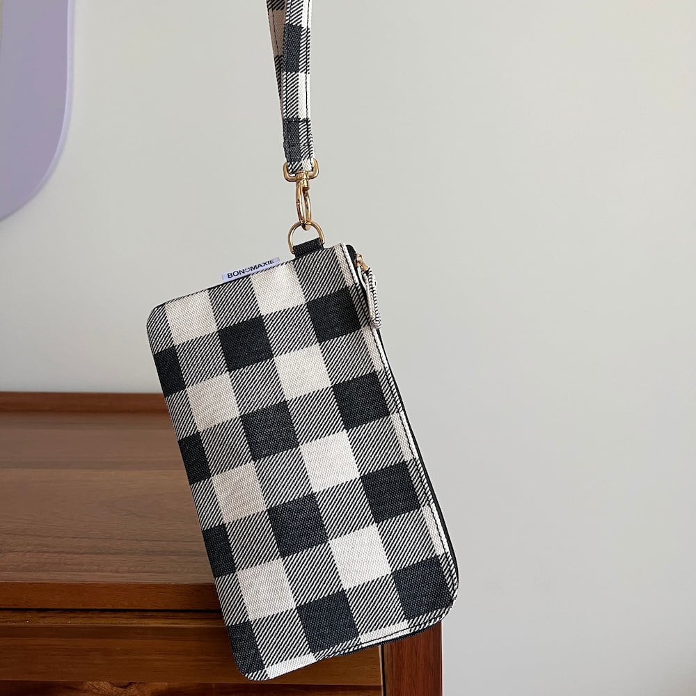 Bag Buddies Organiser Pouch Set - Black Gingham/Natural