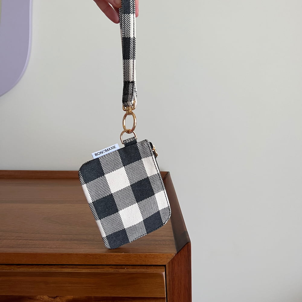 Bag Buddies Organiser Pouch Set - Black Gingham/Natural