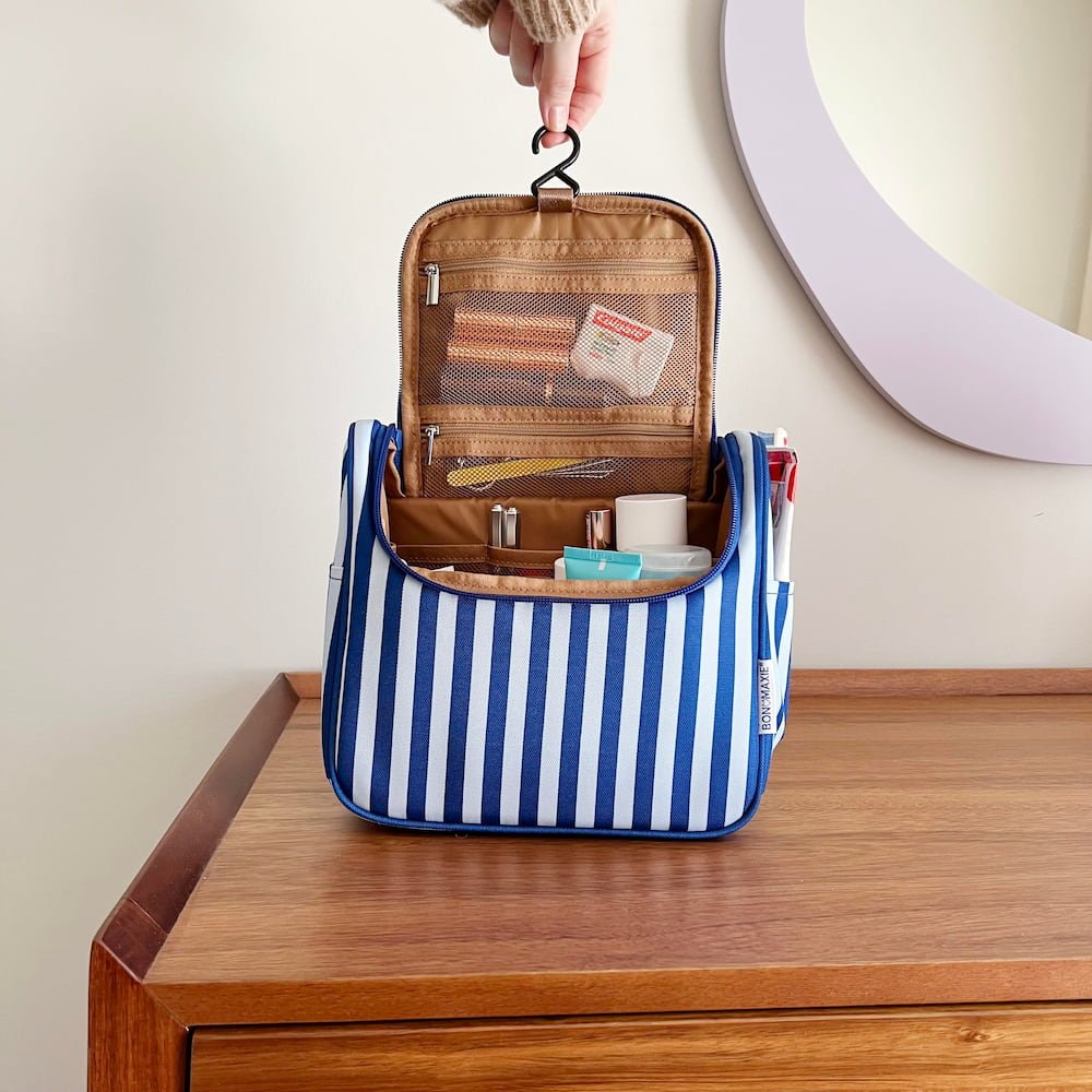 Bon Voyage Travel Toiletry Bag - Blue Stripes Toiletry Bags