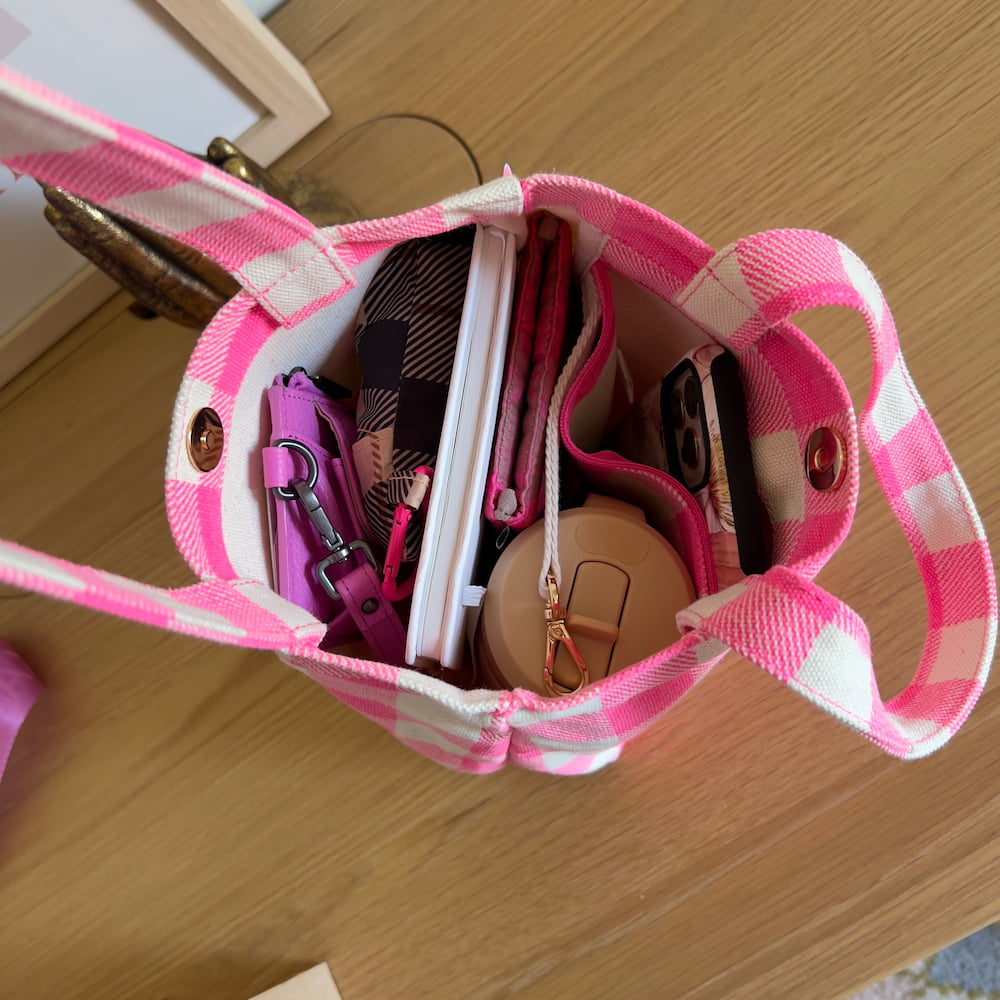 Bonnie Tote Bag Neon Pink Gingham