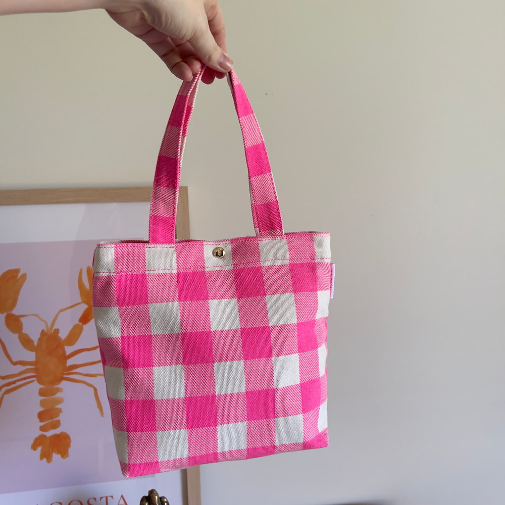 Mini Bonnie Tote Bag - Neon Pink Gingham