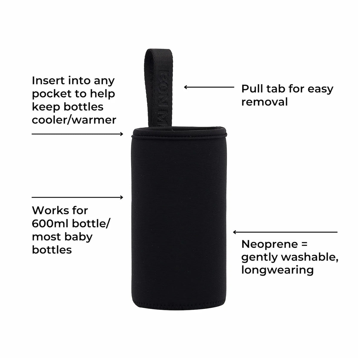 Neoprene Bottle Insulator Pocket Insert -- Black