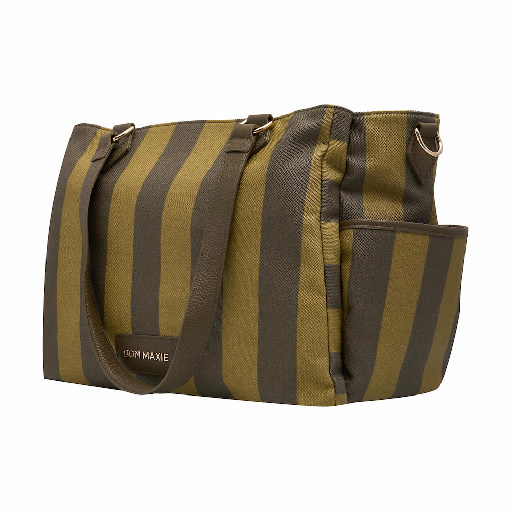 Nappy or Not Carryall Tote Bag - Khaki Stripe