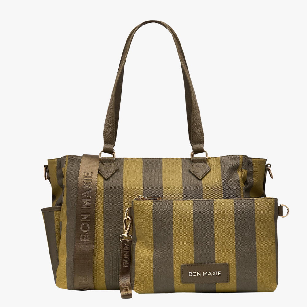 Carryall Tote + Pouch -- Khaki Stripe