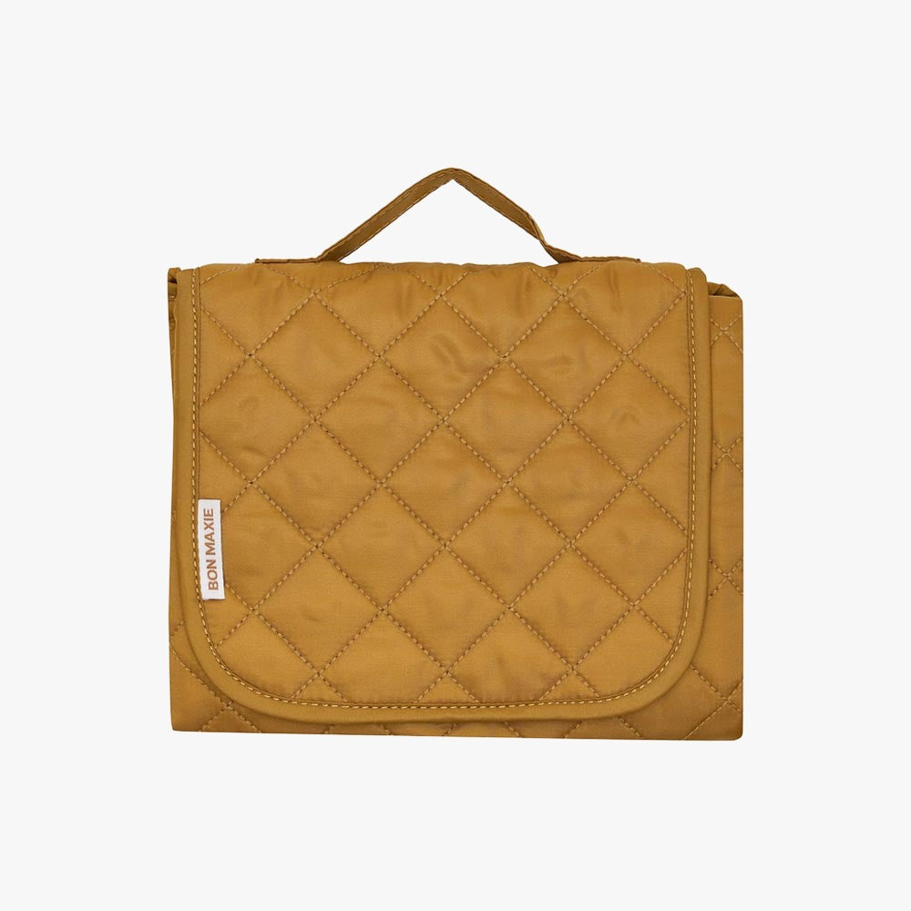 Quilted Change Mat Nappy Clutch -- Khaki Gold