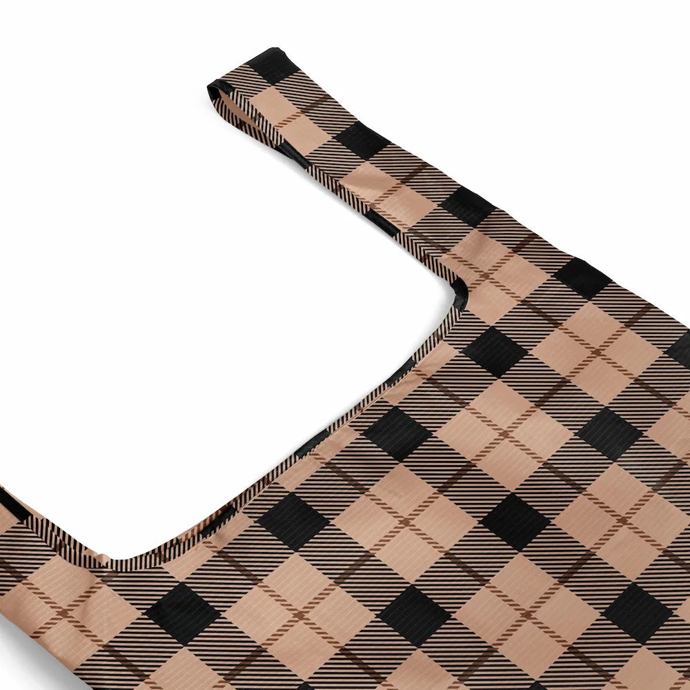 Reusable Shopping Bag - 2 Sizes - Tan Tartan Reusable Shopping Bags Mega