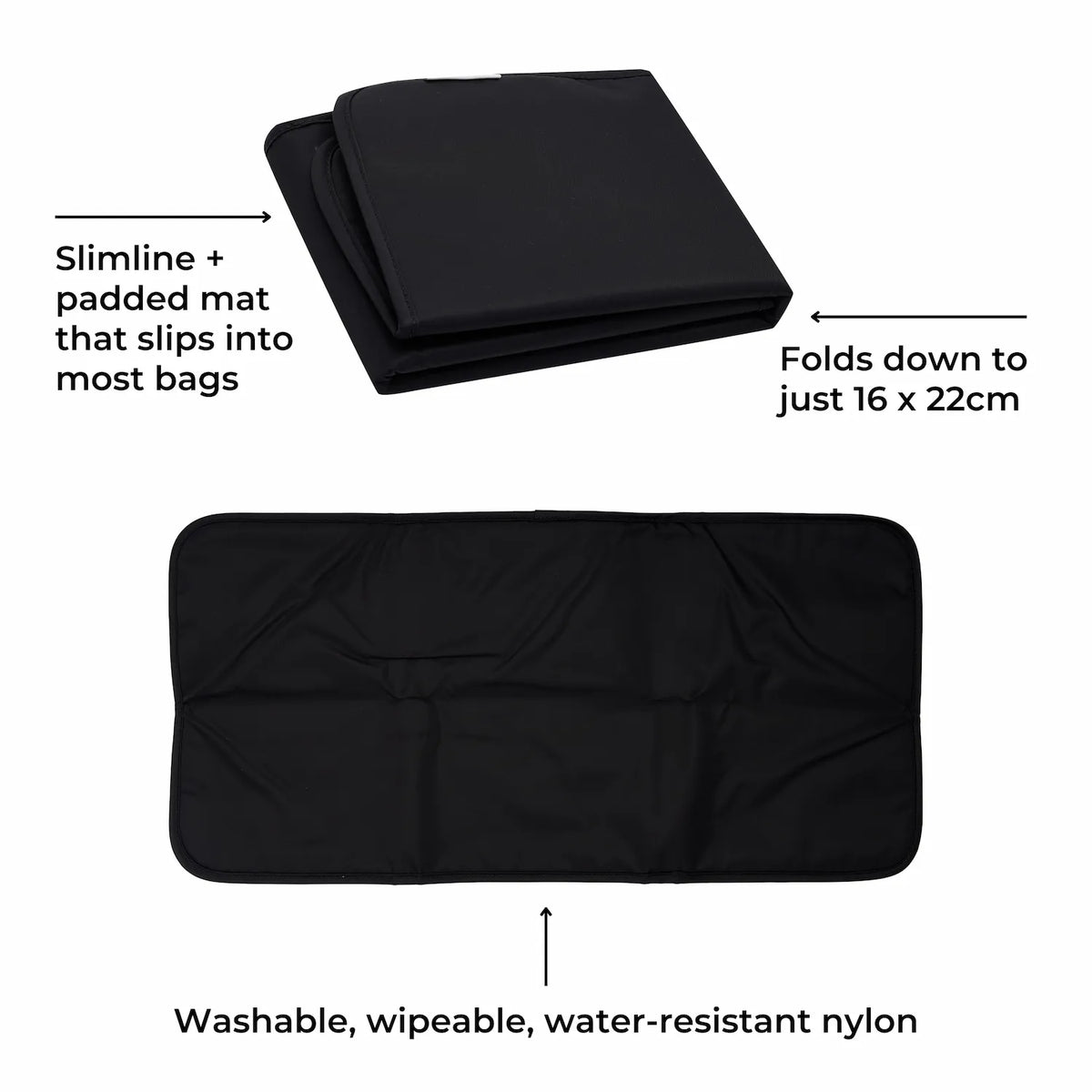 Portable Slimline Nappy Change Mat -- Black