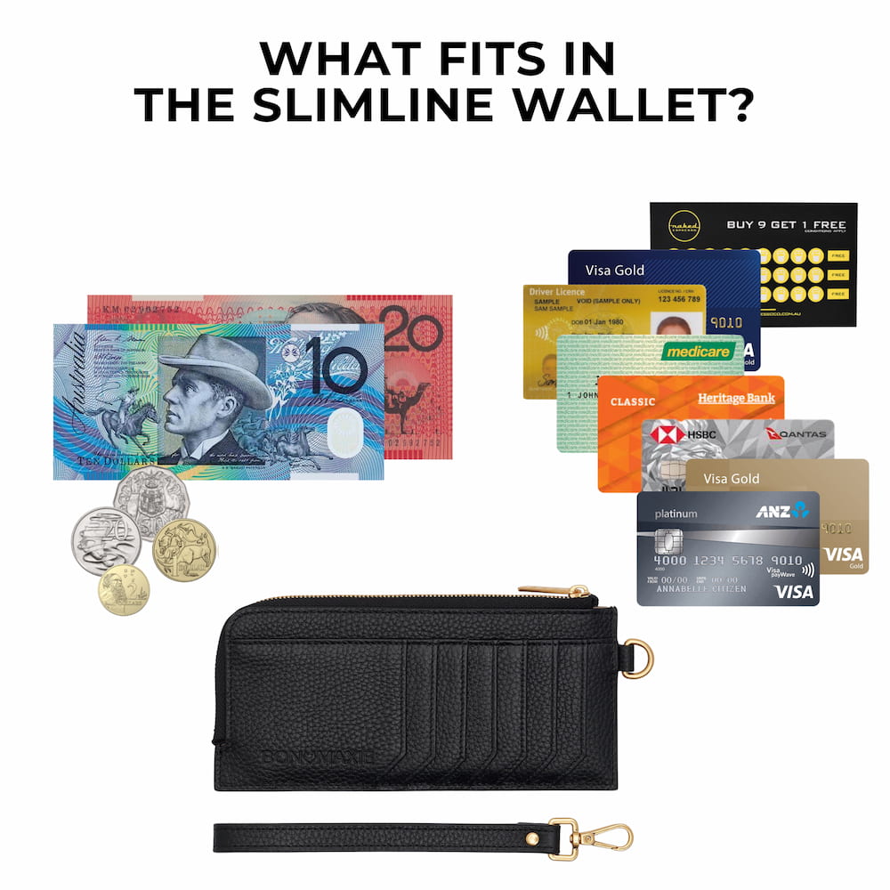 Everyday Slimline Wallet - Black Wallets Brushed Gold